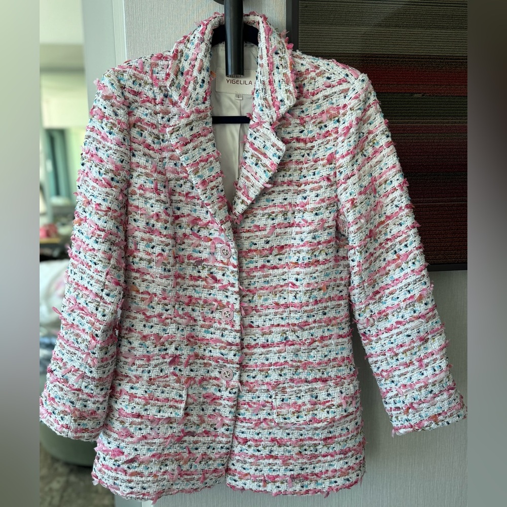 23SS Designer Runway Luxury Spring Tweed Blazer Casual Style